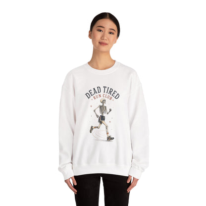 Dead Tired Run Club sweatshirt | Skeleton Runner Illustration I Gildan Crewneck