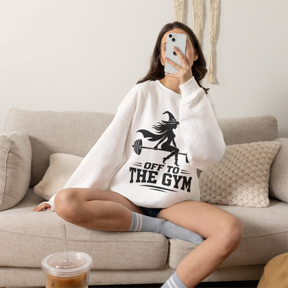 Witch Lifting Barbell Off to the Gym Sweatshirt | Halloween Fitness I Gildan