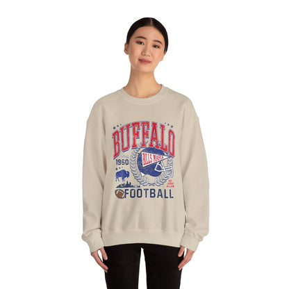 Buffalo Football Helmet Vintage Graphic Sweatshirt | 1960 Bills Logo I Gildan Crewneck Unisex