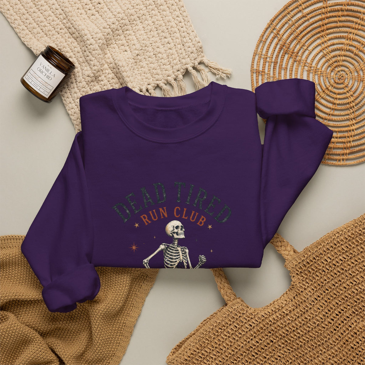 Dead Tired Run Club sweatshirt | Skeleton Runner Illustration I Gildan Crewneck