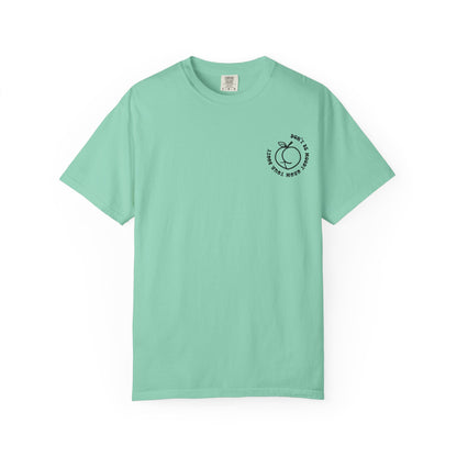 Don't Be Moody Grow Ya Booty T-Shirt | Funny Retro Script, Chest Peach Logo I