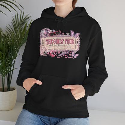 The Girls Just Wanna Have Fun Tour Ticket Graphic Hoodie | Butterfly Floral Ticket Sweatshirt