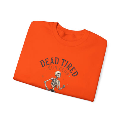 Dead Tired Run Club sweatshirt | Skeleton Runner Illustration I Gildan Crewneck