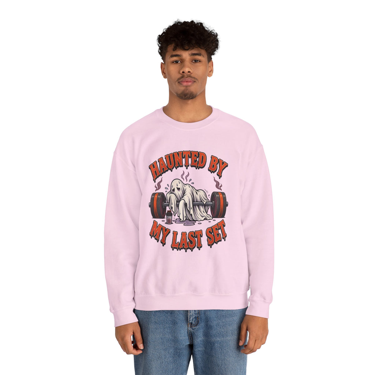 Haunted By My Last Set Sweatshirt | Ghost Lifting Gym Fitness I Gildan Crewneck