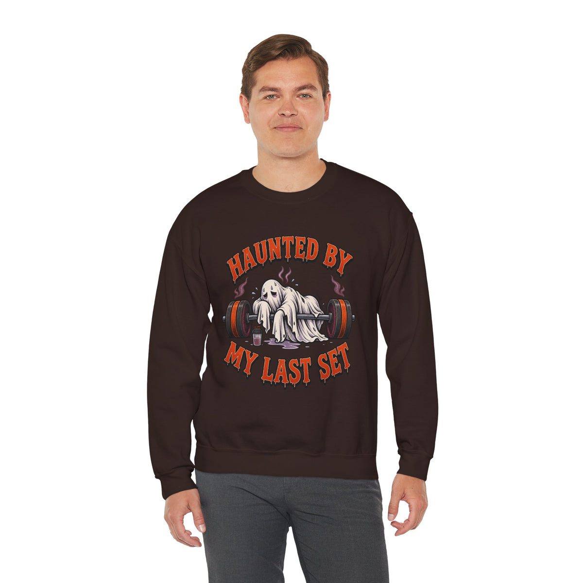 Haunted By My Last Set Sweatshirt | Ghost Lifting Gym Fitness I Gildan Crewneck