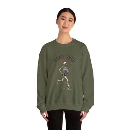 Dead Tired Run Club sweatshirt | Skeleton Runner Illustration I Gildan Crewneck
