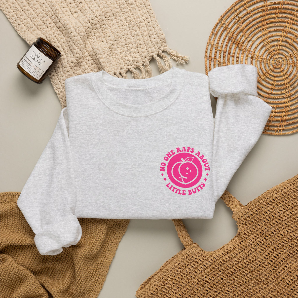 Squat Because No One Raps About Little Butts Sweatshirt | Pink Retro Fitness Quote I Gildan