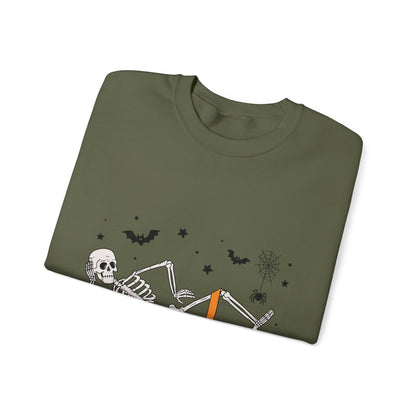 Glute Ghouls Skeleton Lounge Sweatshirt | Halloween Skeleton Fitness I Gildan Crewneck