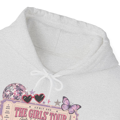 The Girls Just Wanna Have Fun Tour Ticket Graphic Hoodie | Butterfly Floral Ticket Sweatshirt