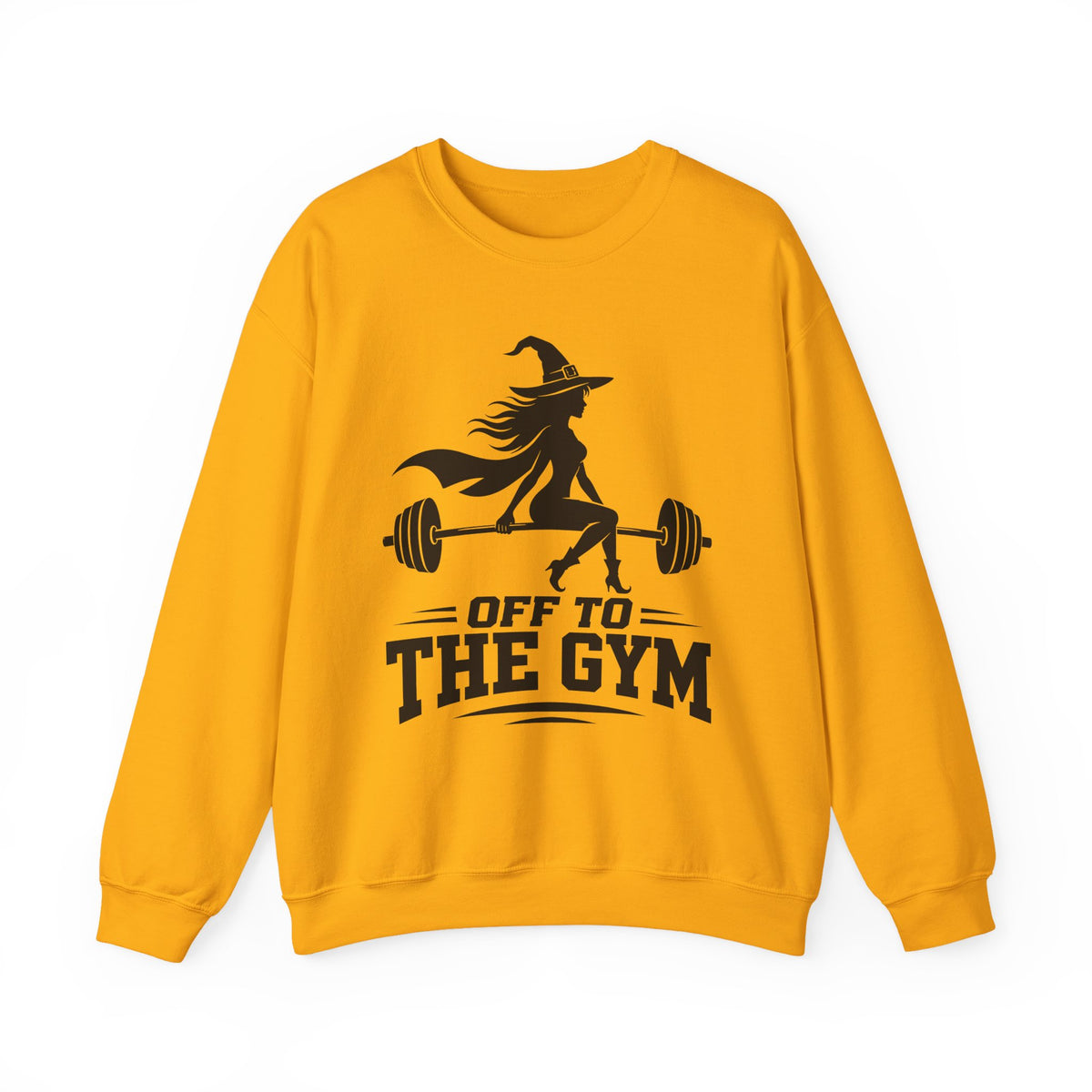 Witch Lifting Barbell Off to the Gym Sweatshirt | Halloween Fitness I Gildan