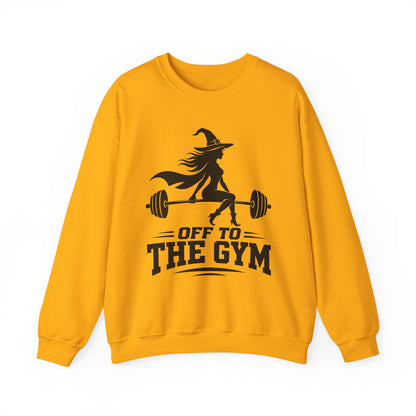 Witch Lifting Barbell Off to the Gym Sweatshirt | Halloween Fitness I Gildan