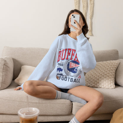 Buffalo Football Helmet Vintage Graphic Sweatshirt | 1960 Bills Logo I Gildan Crewneck Unisex