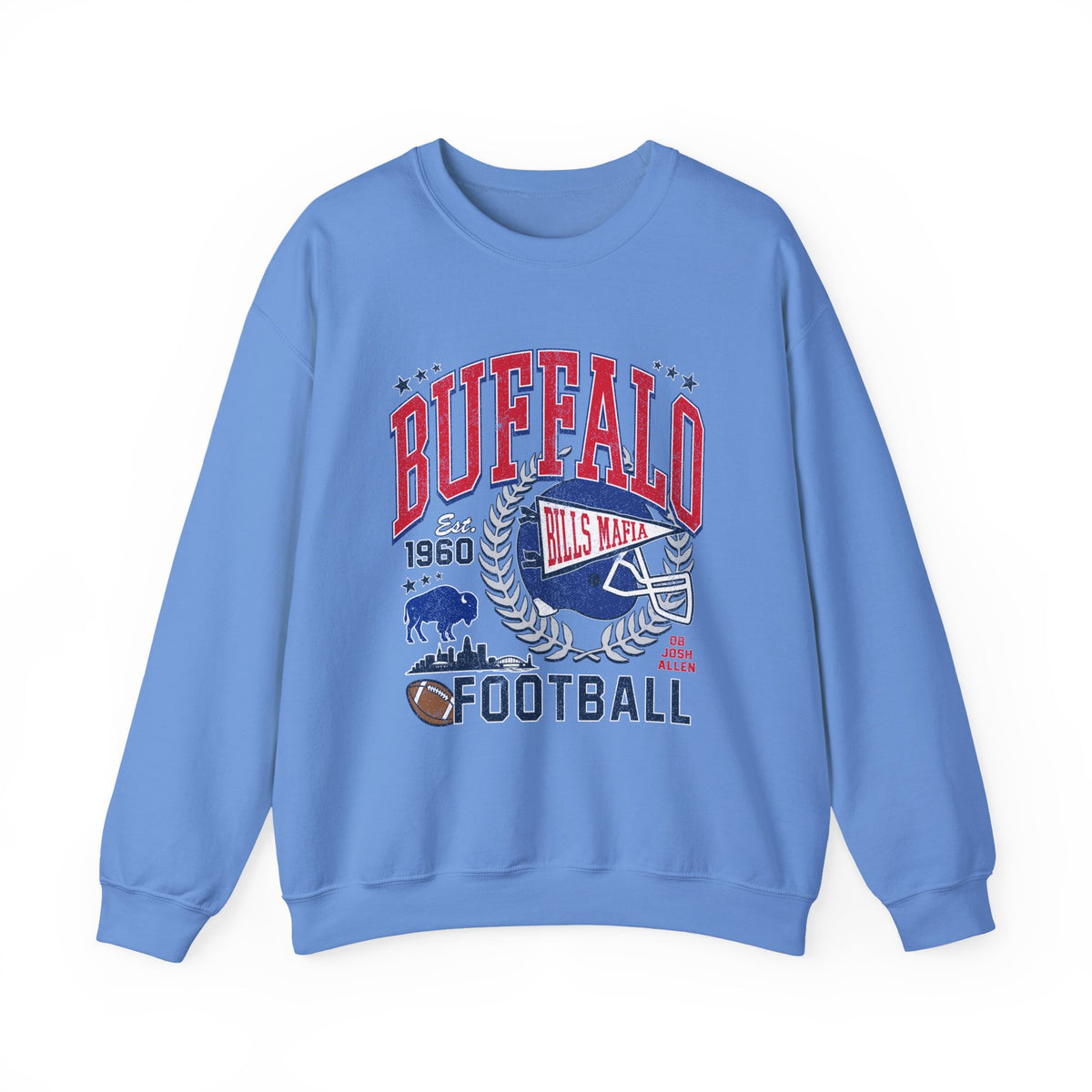 Buffalo Football Helmet Vintage Graphic Sweatshirt | 1960 Bills Logo I Gildan Crewneck Unisex