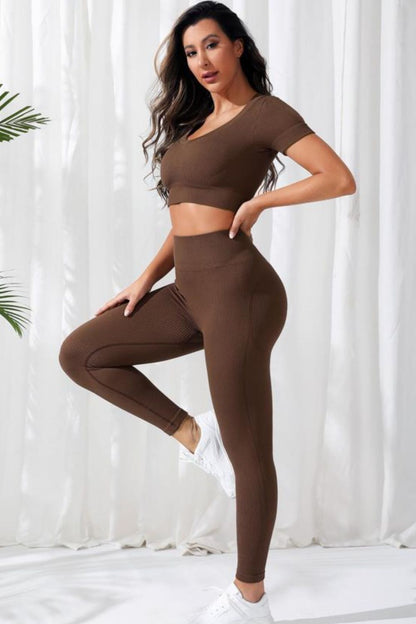 LE V-Neck Crop & High-Waist Leggings Set