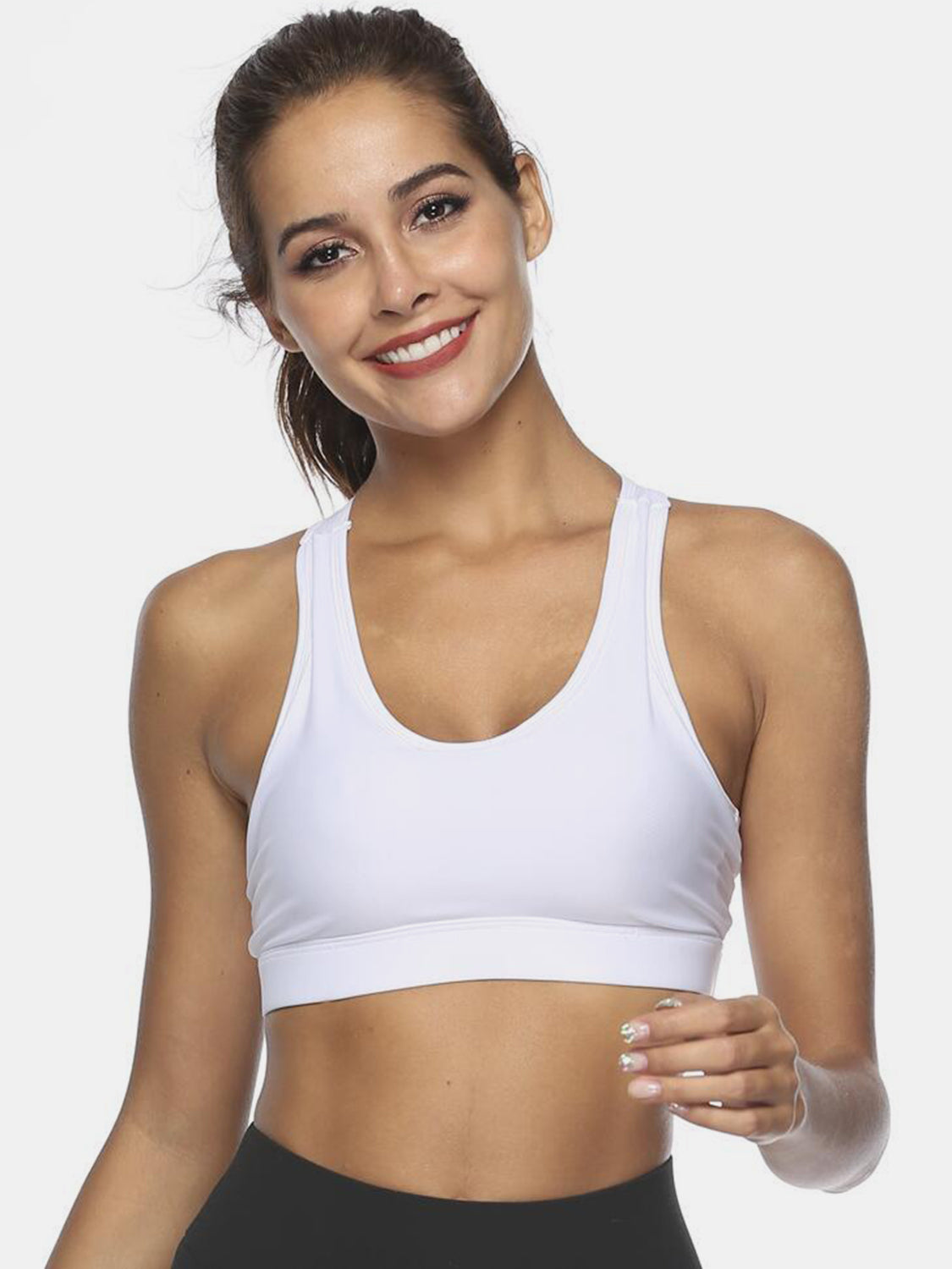 LE Cutout Scoop Neck Sports Bra