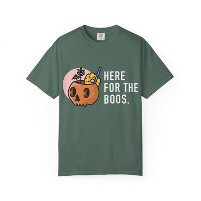 Halloween Pumpkin Graphic T-Shirt — "Here For The Boos"