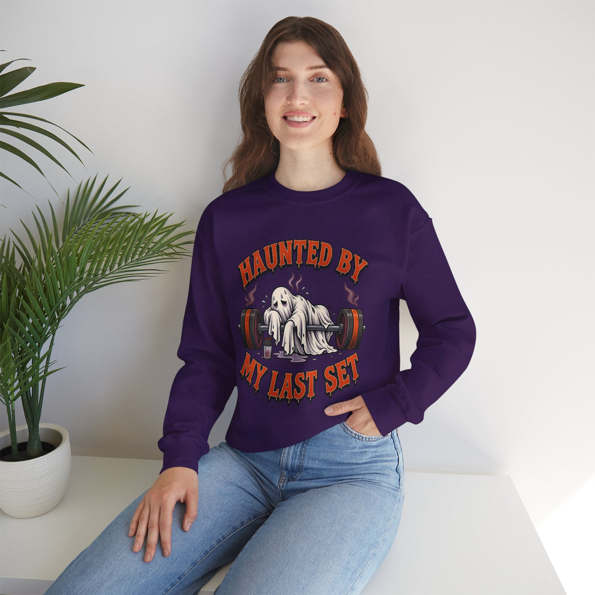 Haunted By My Last Set Sweatshirt | Ghost Lifting Gym Fitness I Gildan Crewneck
