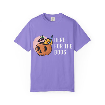 Halloween Pumpkin Graphic T-Shirt — "Here For The Boos"