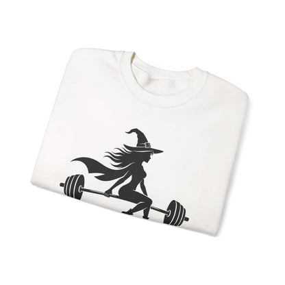 Witch Lifting Barbell Off to the Gym Sweatshirt | Halloween Fitness I Gildan