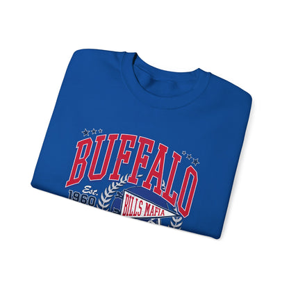 Buffalo Football Helmet Vintage Graphic Sweatshirt | 1960 Bills Logo I Gildan Crewneck Unisex