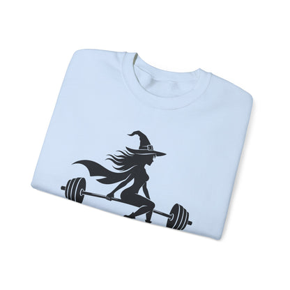 Witch Lifting Barbell Off to the Gym Sweatshirt | Halloween Fitness I Gildan