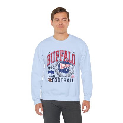 Buffalo Football Helmet Vintage Graphic Sweatshirt | 1960 Bills Logo I Gildan Crewneck Unisex