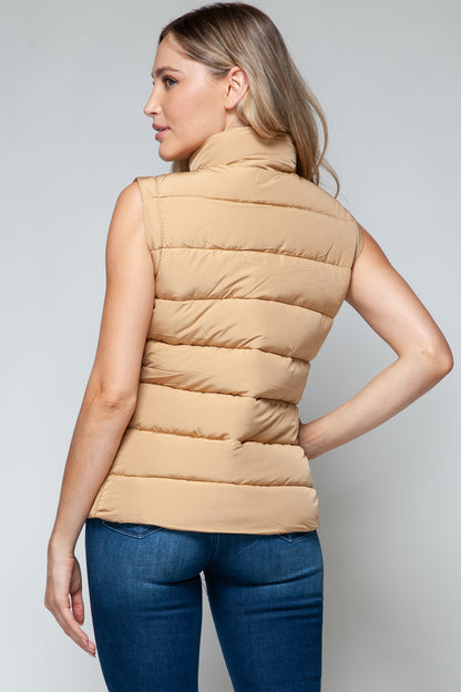 LE Zip Up Turtleneck Vest with Pockets