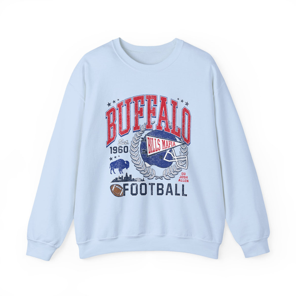 Buffalo Football Helmet Vintage Graphic Sweatshirt | 1960 Bills Logo I Gildan Crewneck Unisex