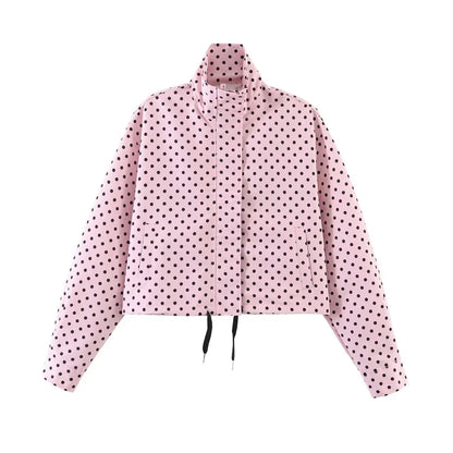Activewear Model Posing in polka dot jacket