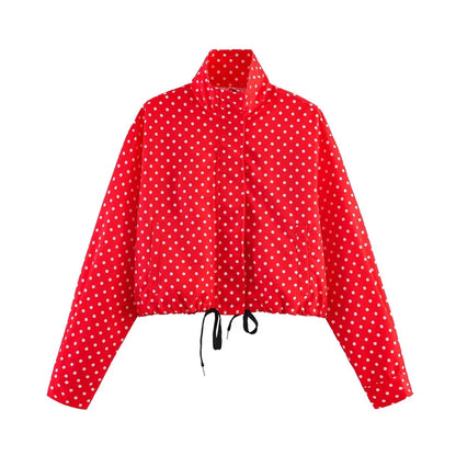Activewear Model Posing in polka dot jacket