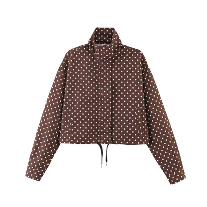 Activewear Model Posing in polka dot jacket