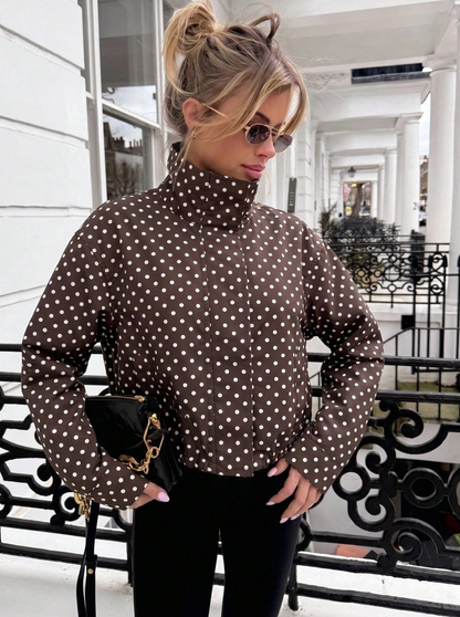 Activewear Model Posing in polka dot jacket