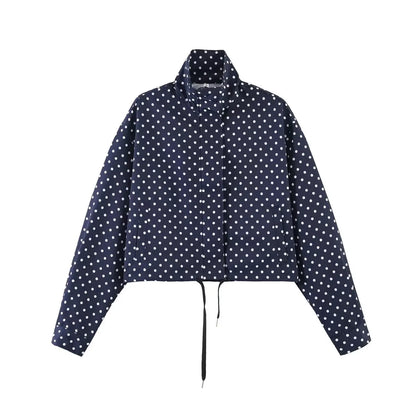 Activewear Model Posing in polka dot jacket