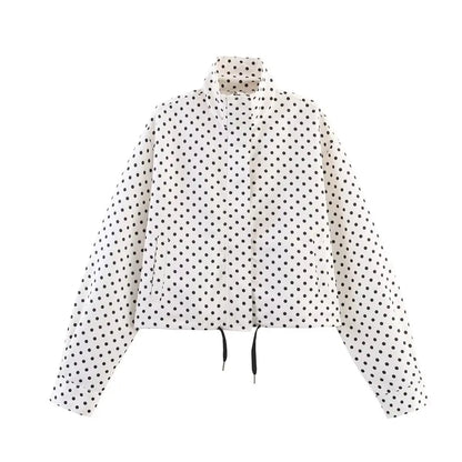 Activewear Model Posing in polka dot jacket