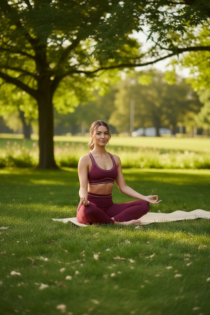 woman meditating in her activewear