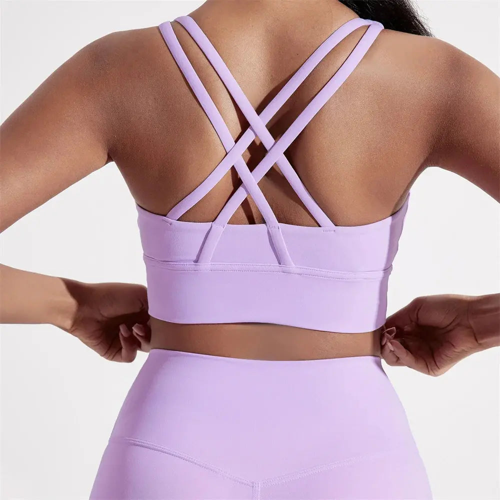 Cross Back Sports Bra  Lolu Active