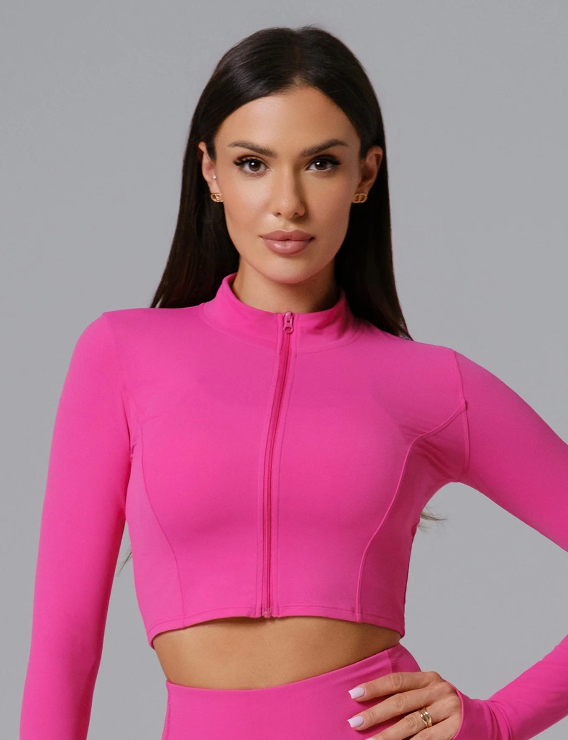 CurveFlex Trio 3 Piece Seamless Set Wearing Pink Drink