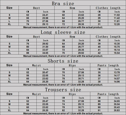 CurveFlex Trio 3 Piece Seamless Set Size Chart