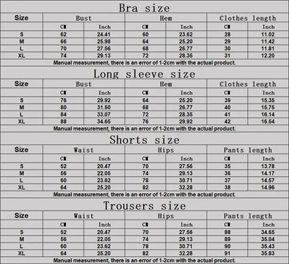 CurveFlex Trio 3 Piece Seamless Set Size Chart