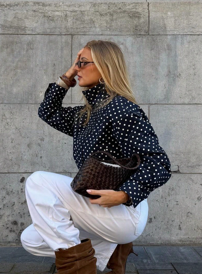 Activewear Jacket in Black and White Polka Dot