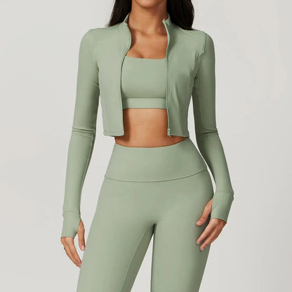 Women's Yoga Long Sleeve Sports Jacket Sexy Zip Fitness Yoga Shirt Gym Top Activewear Running Coats Workout Clothes For Cycling  Lolu Active