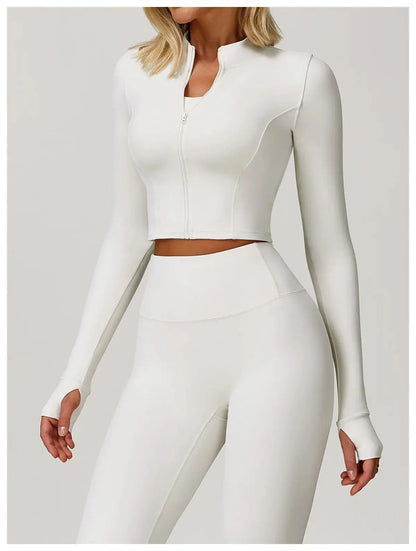Women's Yoga Long Sleeve Sports Jacket Sexy Zip Fitness Yoga Shirt Gym Top Activewear Running Coats Workout Clothes For Cycling  Lolu Active
