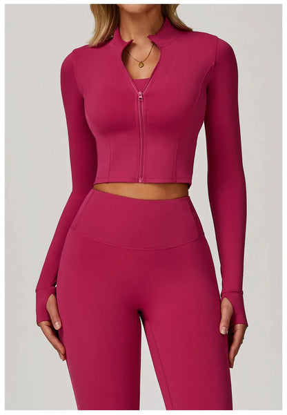 Women's Yoga Long Sleeve Sports Jacket Sexy Zip Fitness Yoga Shirt Gym Top Activewear Running Coats Workout Clothes For Cycling  Lolu Active