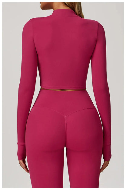Women's Yoga Long Sleeve Sports Jacket Sexy Zip Fitness Yoga Shirt Gym Top Activewear Running Coats Workout Clothes For Cycling  Lolu Active