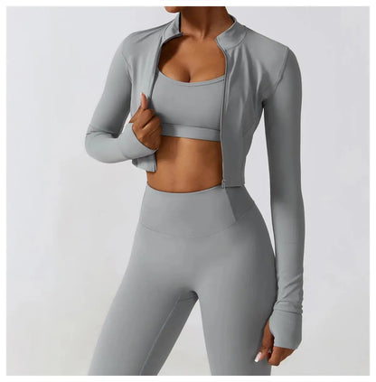 Women's Yoga Long Sleeve Sports Jacket Sexy Zip Fitness Yoga Shirt Gym Top Activewear Running Coats Workout Clothes For Cycling  Lolu Active