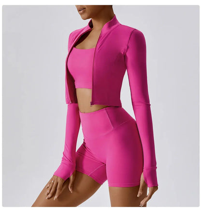 Women's Yoga Long Sleeve Sports Jacket Sexy Zip Fitness Yoga Shirt Gym Top Activewear Running Coats Workout Clothes For Cycling  Lolu Active
