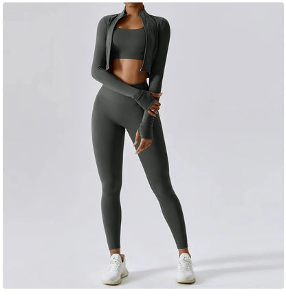 Women's Yoga Long Sleeve Sports Jacket Sexy Zip Fitness Yoga Shirt Gym Top Activewear Running Coats Workout Clothes For Cycling  Lolu Active