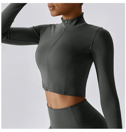 Women's Yoga Long Sleeve Sports Jacket Sexy Zip Fitness Yoga Shirt Gym Top Activewear Running Coats Workout Clothes For Cycling  Lolu Active