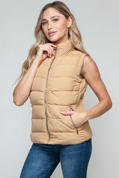 LE Zip Up Turtleneck Vest with Pockets