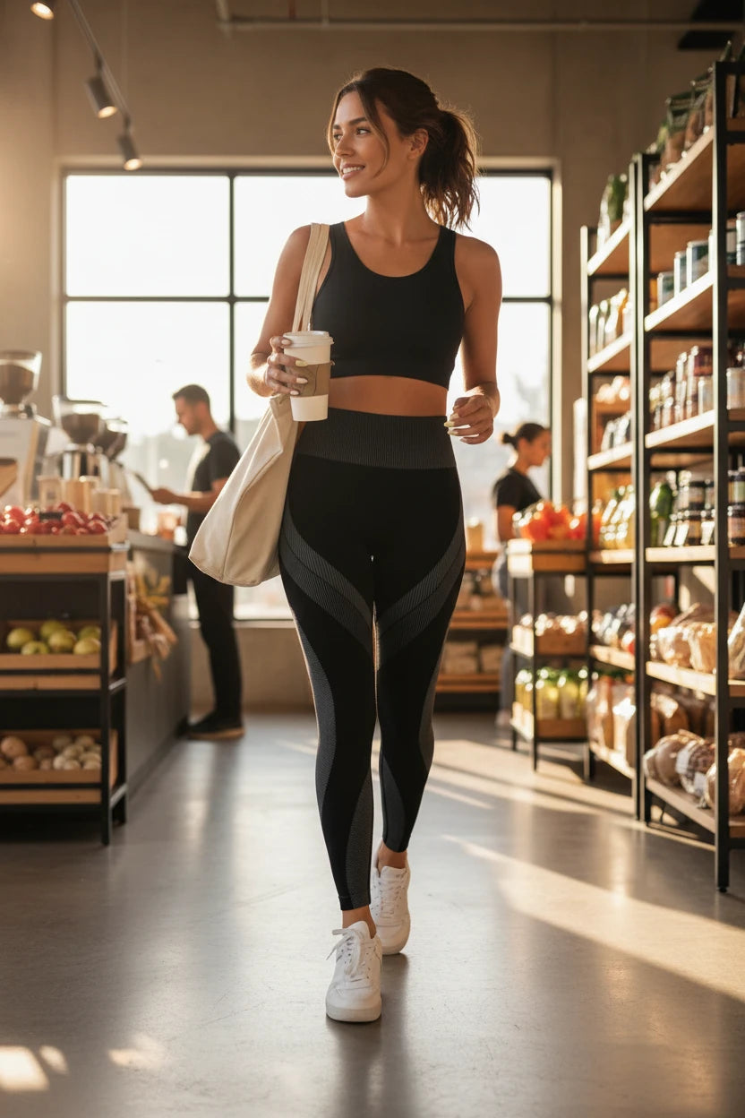model posing in sculpting leggings